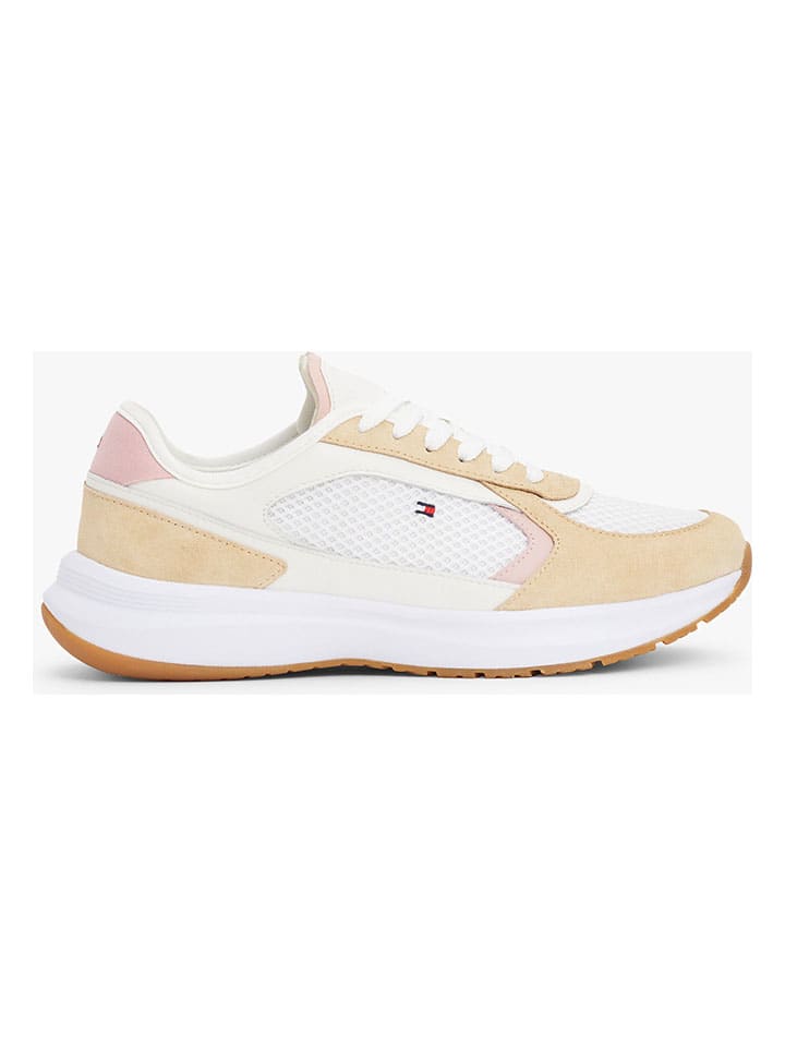 Leren sneakers wit/beige