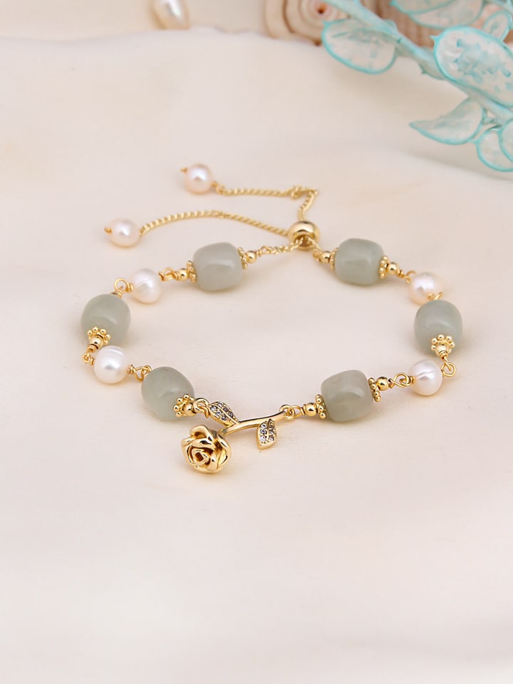 Vergold. Armband mit Perlen und Edelsteinen