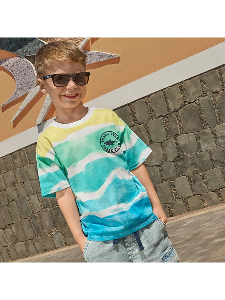 Shirt in Weiß/ Blau