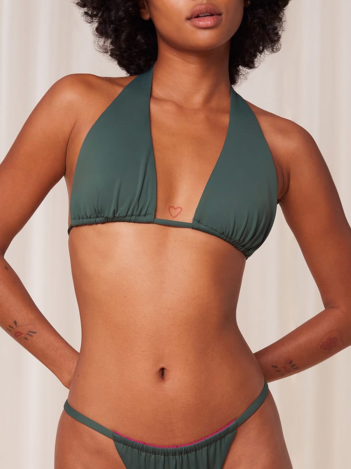 Dwustronny biustonosz bikini w kolorze zielono-różowym