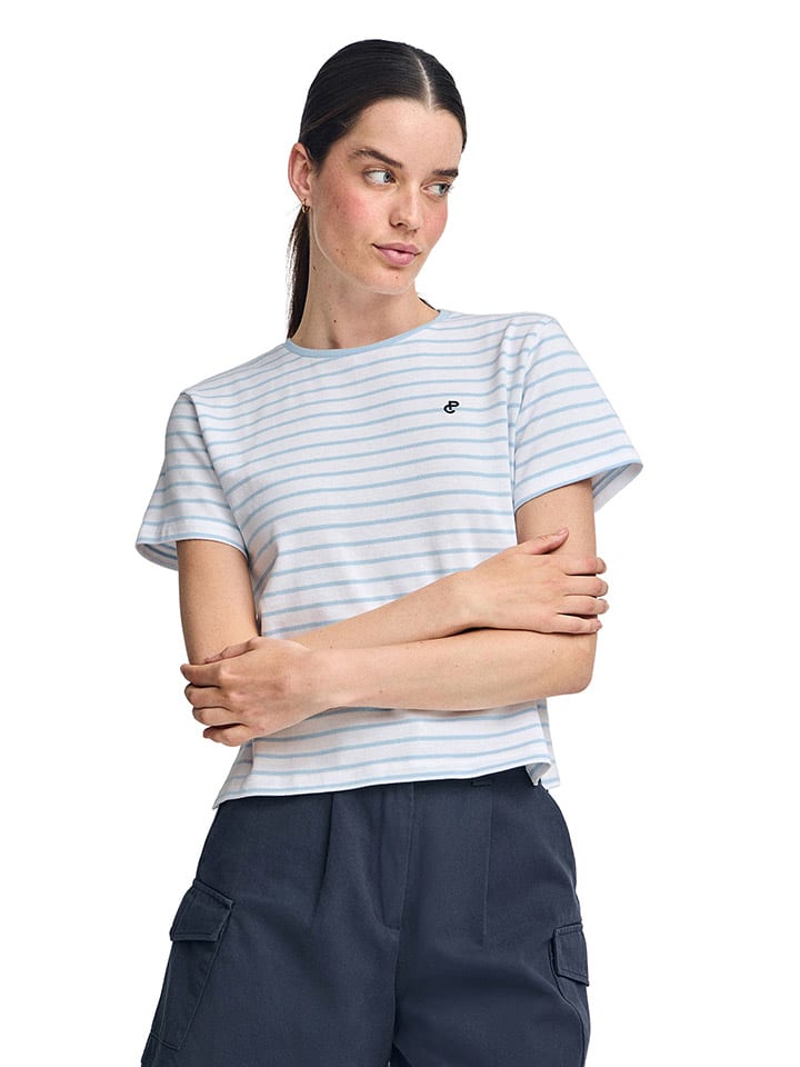 Shirt in Weiß/ Hellblau