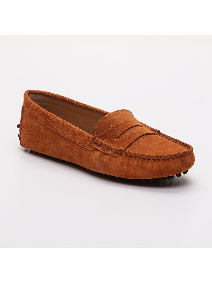 Leder-Mokassins "Thandie" in Orange