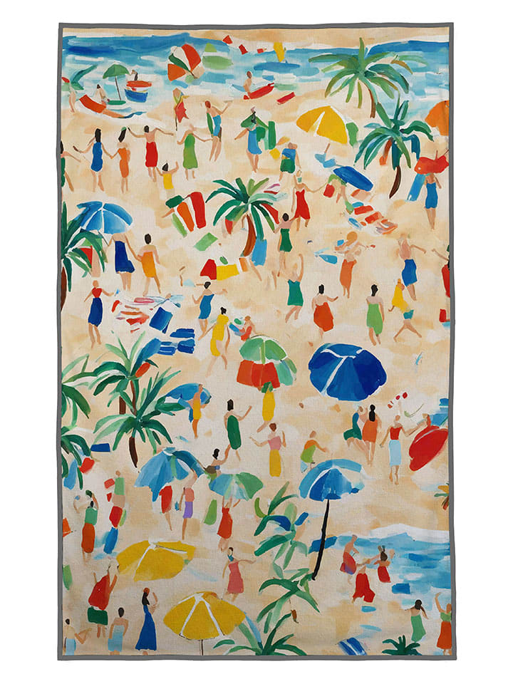 Strandlaken "The Beach" crème/lichtblauw - (L)140 x (B)75 cm