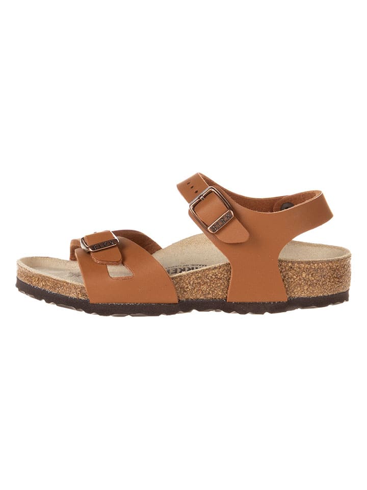 Leder-Sandalen in Hellbraun