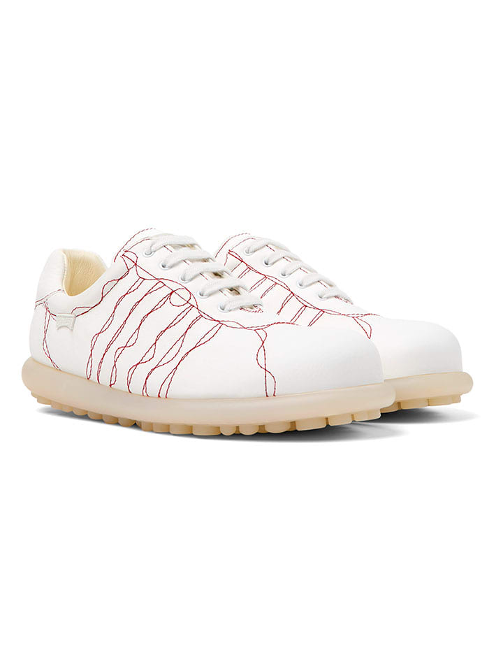 Leder-Schnürschuhe in Weiß
