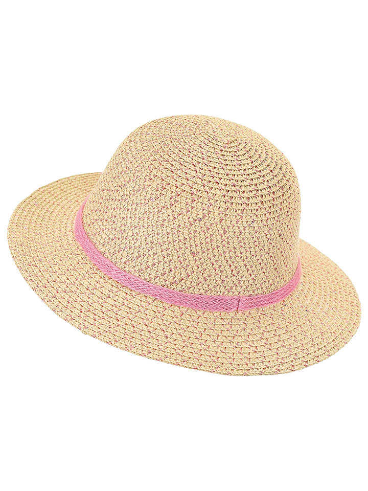 Strohhut "Pailletten" in Beige/ Rosa