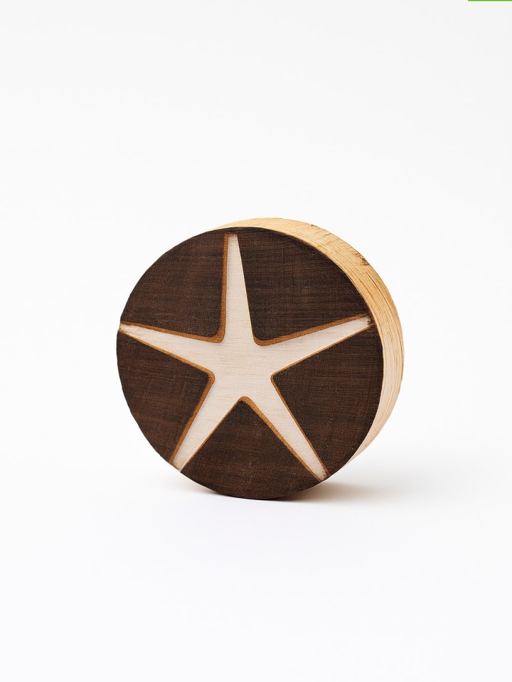 2er-Set: Blockdruck-Stempeln ''Sea Star'' in Natur/ Weiß - (L)4 x (B)4 cm