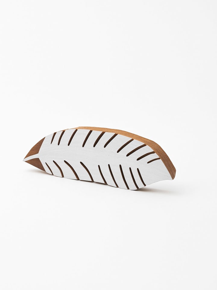 Blockdruck-Stempel ''Leaf'' in Natur/ Weiß - (L)5 x (B)15 cm