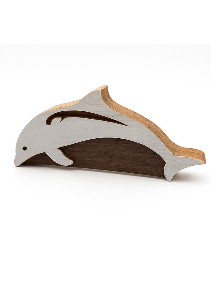 Stempel "Dolphin" w kolorze jasnobrązowo-białym - 10 x 5 cm