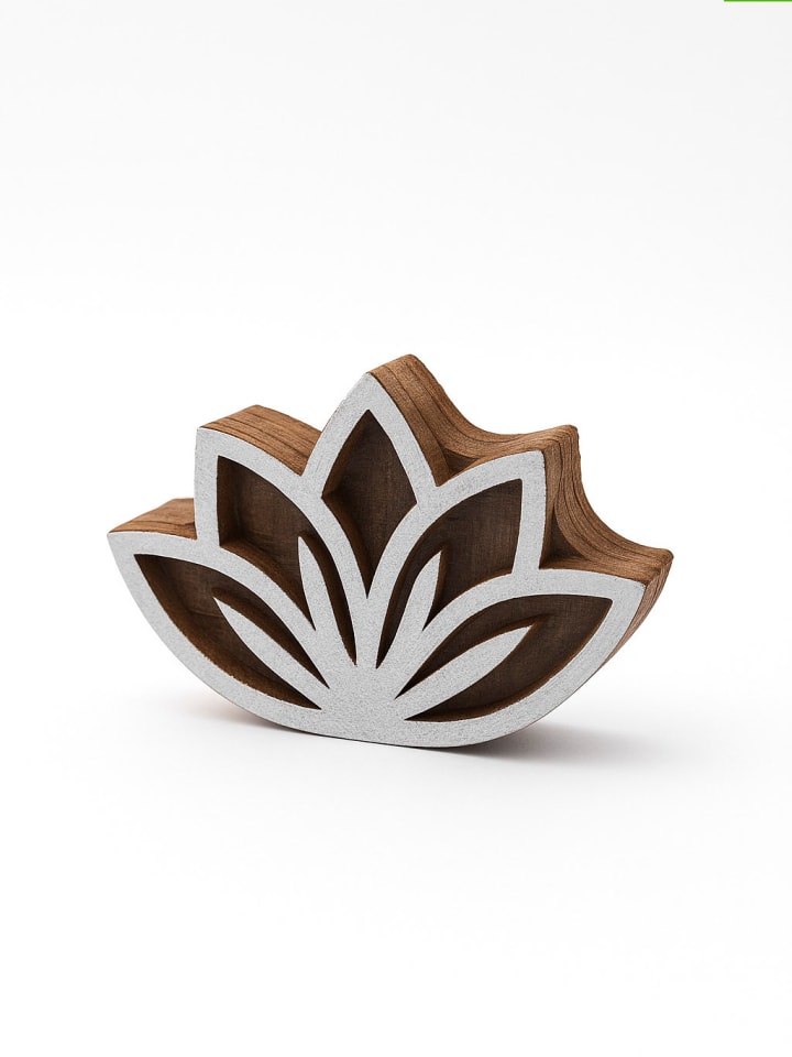 Stemple (2 szt.) "Lotus" w kolorze jasnobrązowo-białym - 7 x 4,5 cm