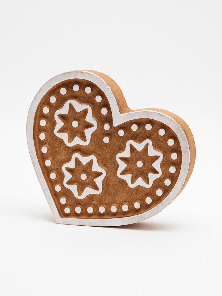 Blokstempel "Heart" naturel/wit - (L)9 x (B)10 cm