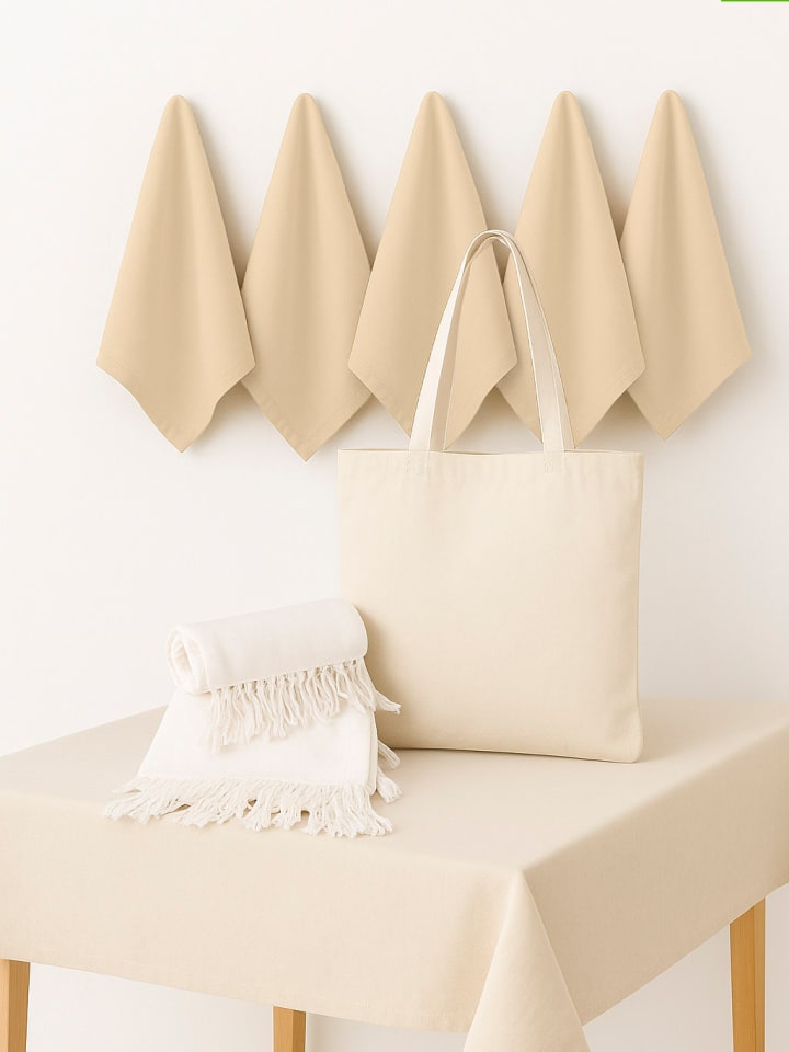 9-delige textielset beige