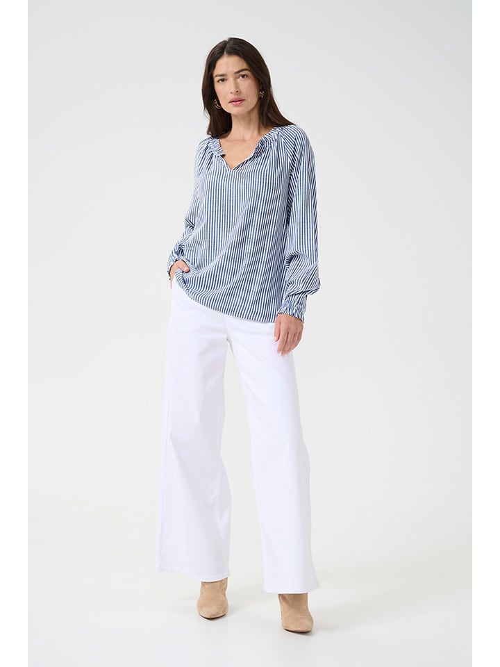Bluse in Blau/ Weiß
