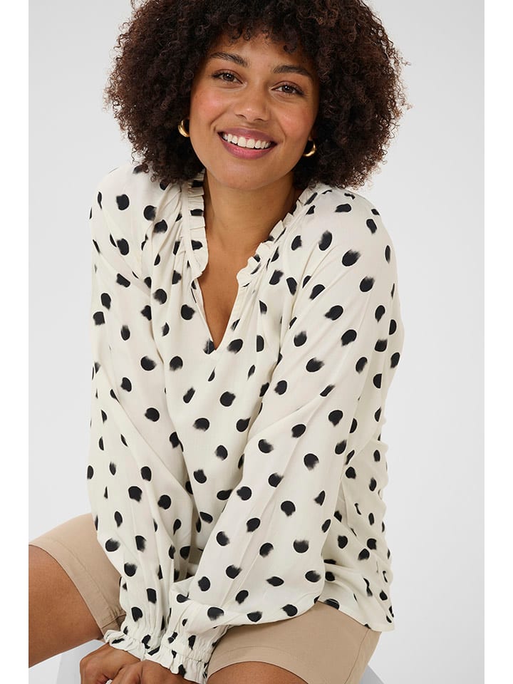 Bluse in Creme/ Schwarz