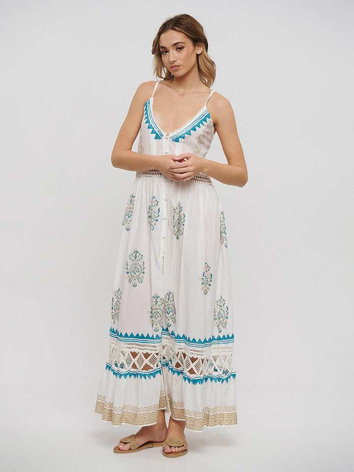 Kleid  in Weiß/ Hellblau
