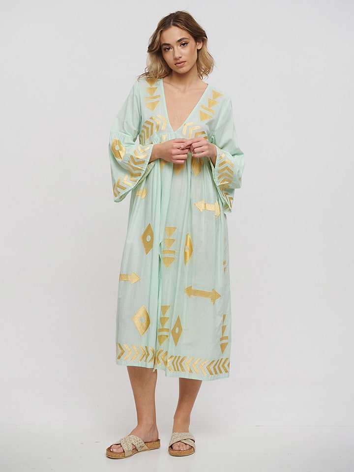 Kleid in Hellgrün/ Gold