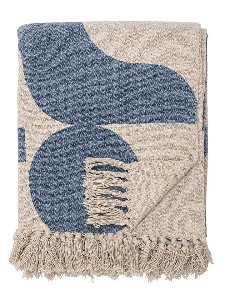 Plaid "Agno" in Blau/ Beige - (L)160 x (B)130 cm
