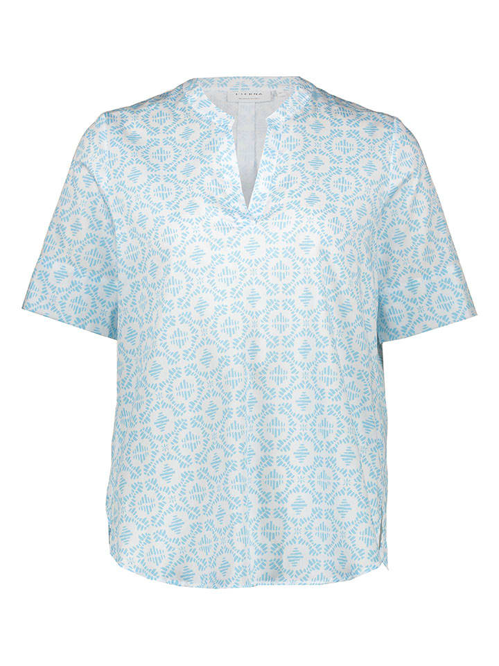 Blouse lichtblauw/wit