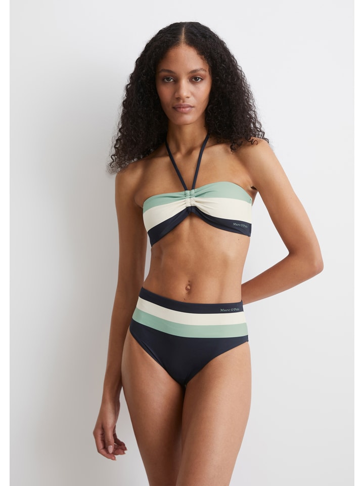 Bikini-Oberteil in Grün/ Creme/ Anthrait