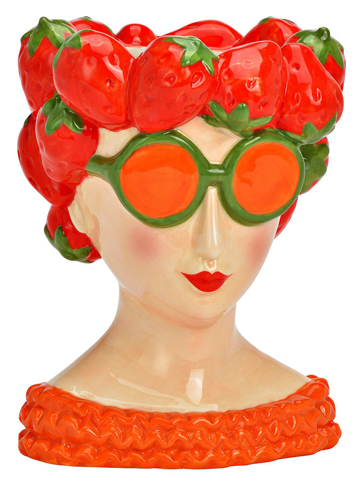 Vase "Frau Erdbeer" in Rot - (B)12 x (H)18 x (T)13 cm