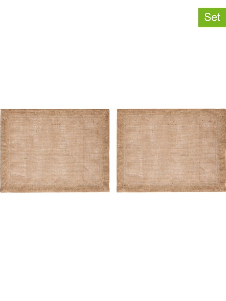 Podkładki stołowe (2 szt.) w kolorze beżowym z juty - 45 x 35 cm