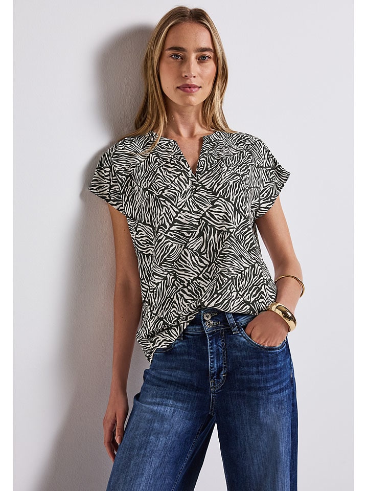 Bluse in Weiß/ Schwarz