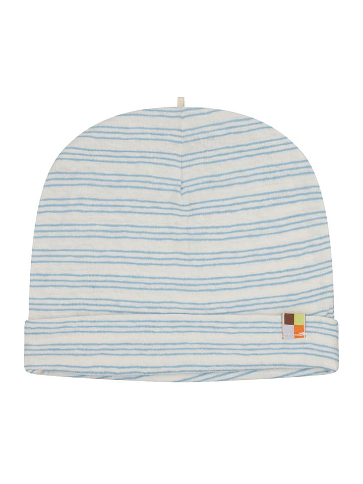 Beanie in Weiß/ Hellblau