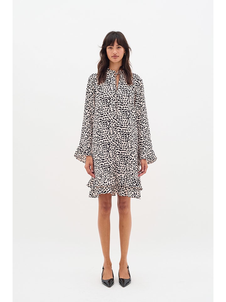 Kleid in Beige/ Schwarz