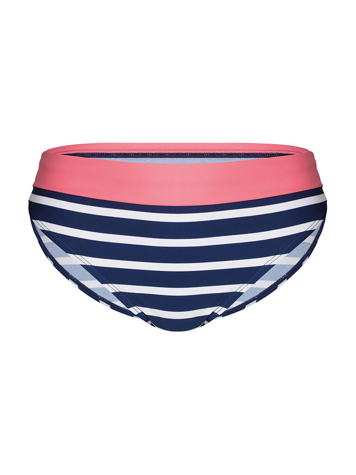 Figi bikini w kolorze granatowo-biało-jasnoróżowym