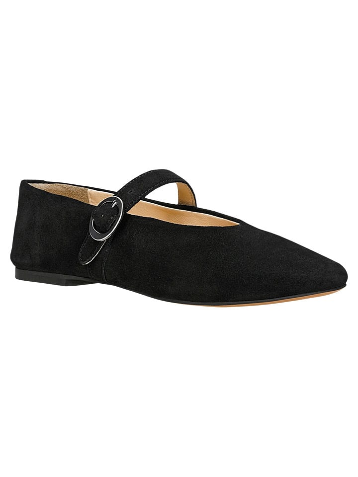Leren ballerina's zwart