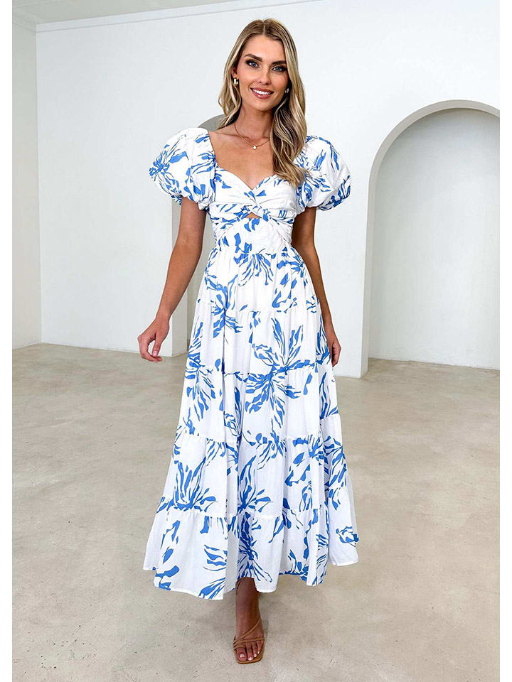Kleid in Weiß/ Blau