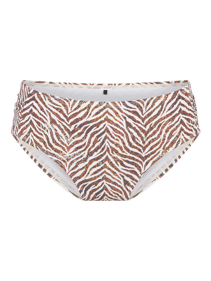 Bikini-Hose in Camel/ Weiß