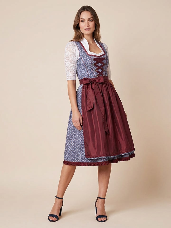 Dirndl in Blau/ Bordeaux