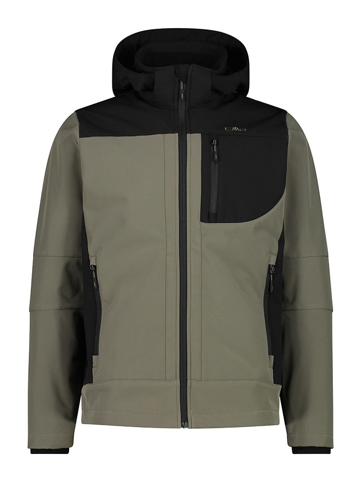 Softshelljacke in Beige/ Schwarz