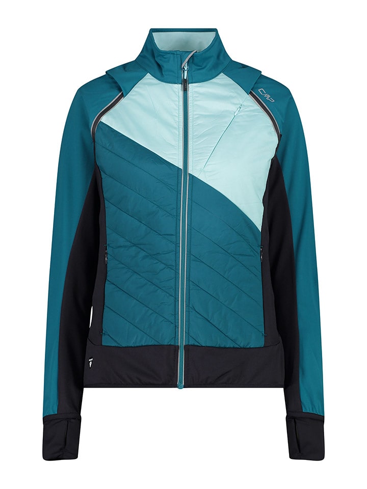 Functionele jas turquoise/zwart