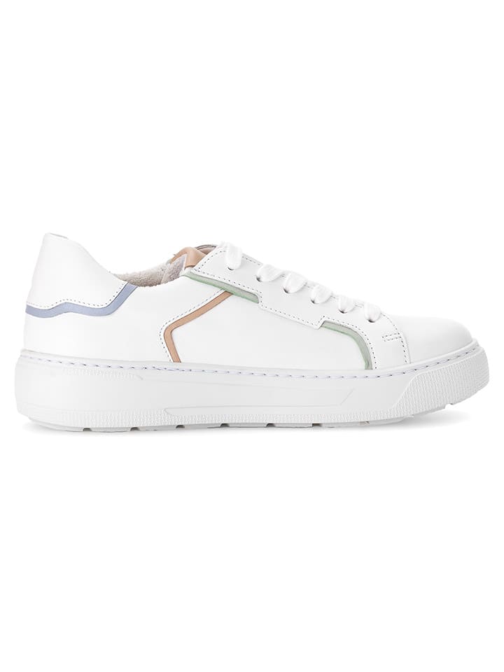Leder-Sneakers in Weiß/ Bunt