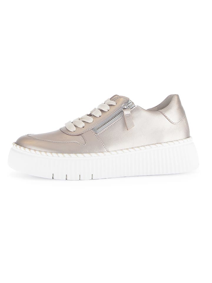 Leder-Sneakers in Beige