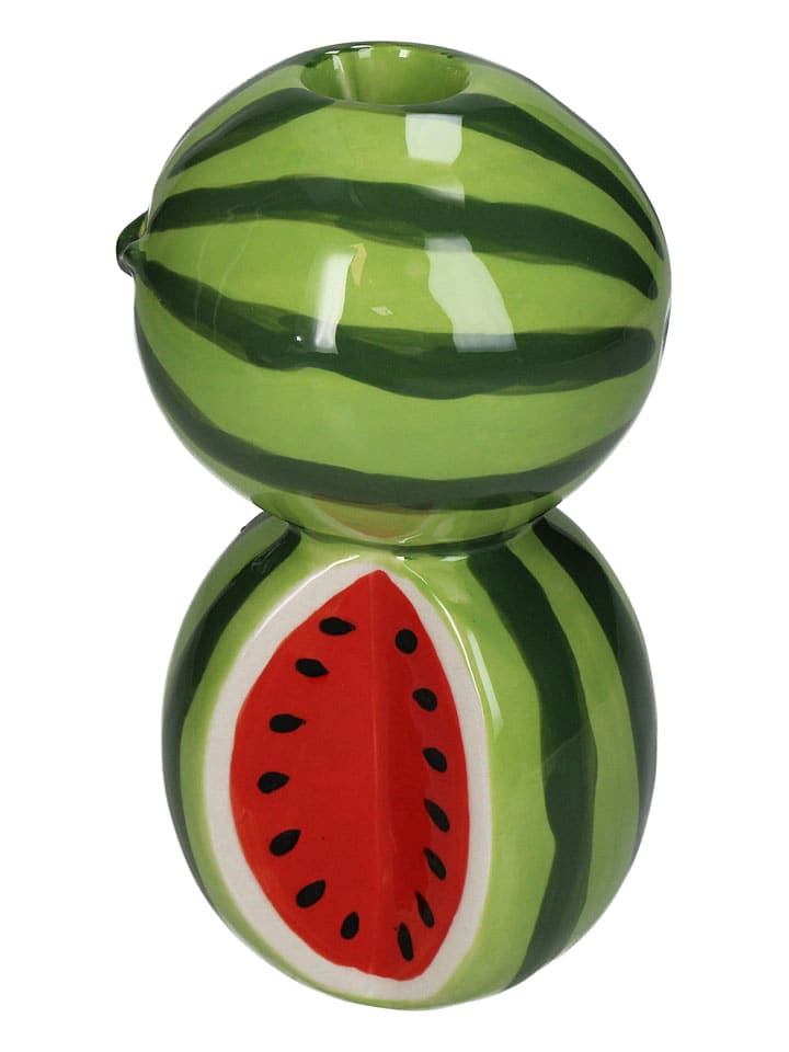 Świecznik "Watermelon" w kolorze zielono-czerwonym - 8,5 x 15,6 x 8,1 cm