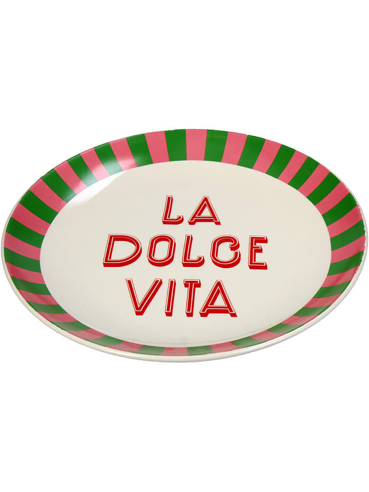 Speiseteller ''La Dolce Vita'' in Beige/ Rot/ Grün - Ø 25 cm