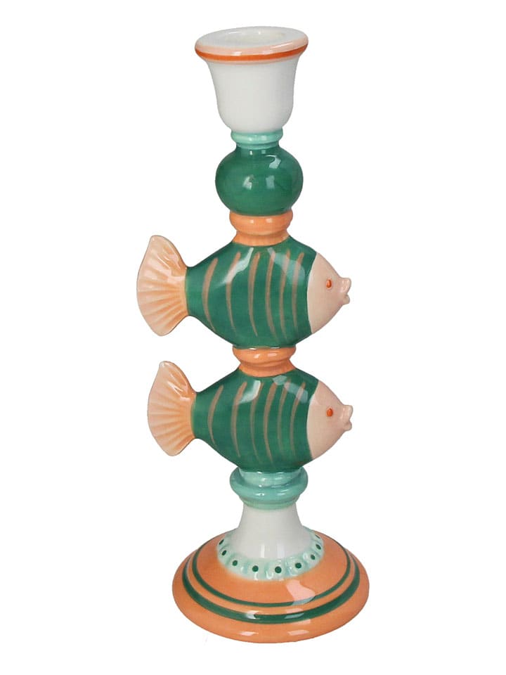 Kerzenhalter ''Fishes'' in Grün - (B)10,4 x (H)26,5 x (T)9,3 cm