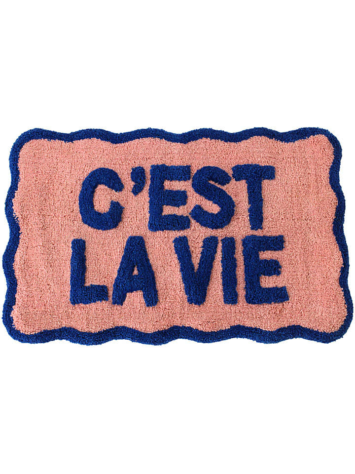 Dywanik łazienkowy "C'est la vie" w kolorze jasnoróżowym - 50 x 80 cm