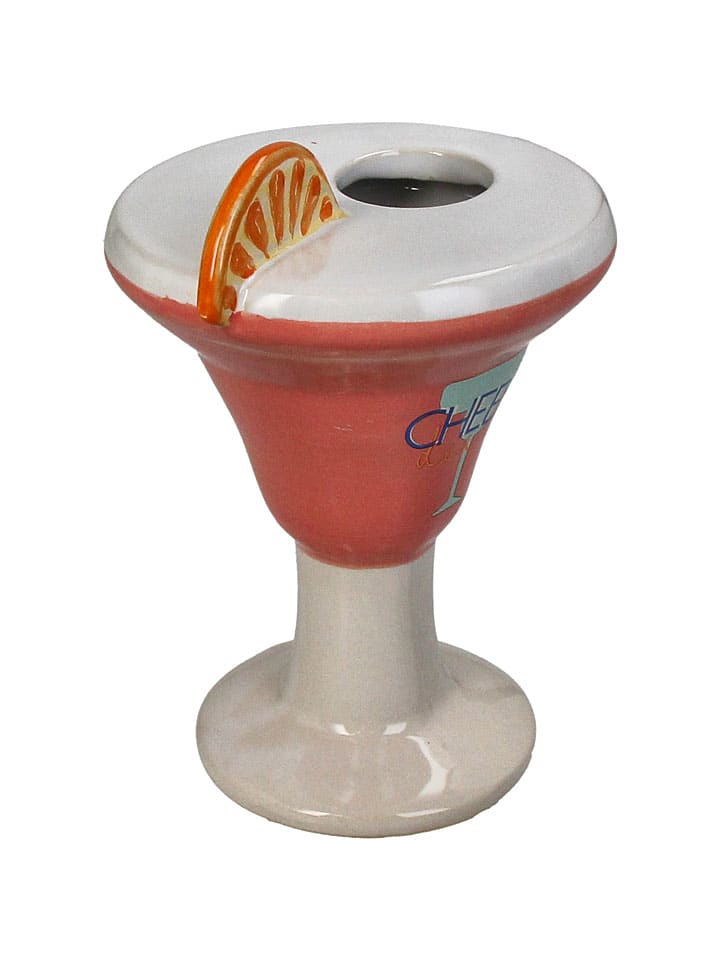 Wazon "Cocktail" w kolorze biało-pomarańczowym - 11,5 x 16 x 11 cm