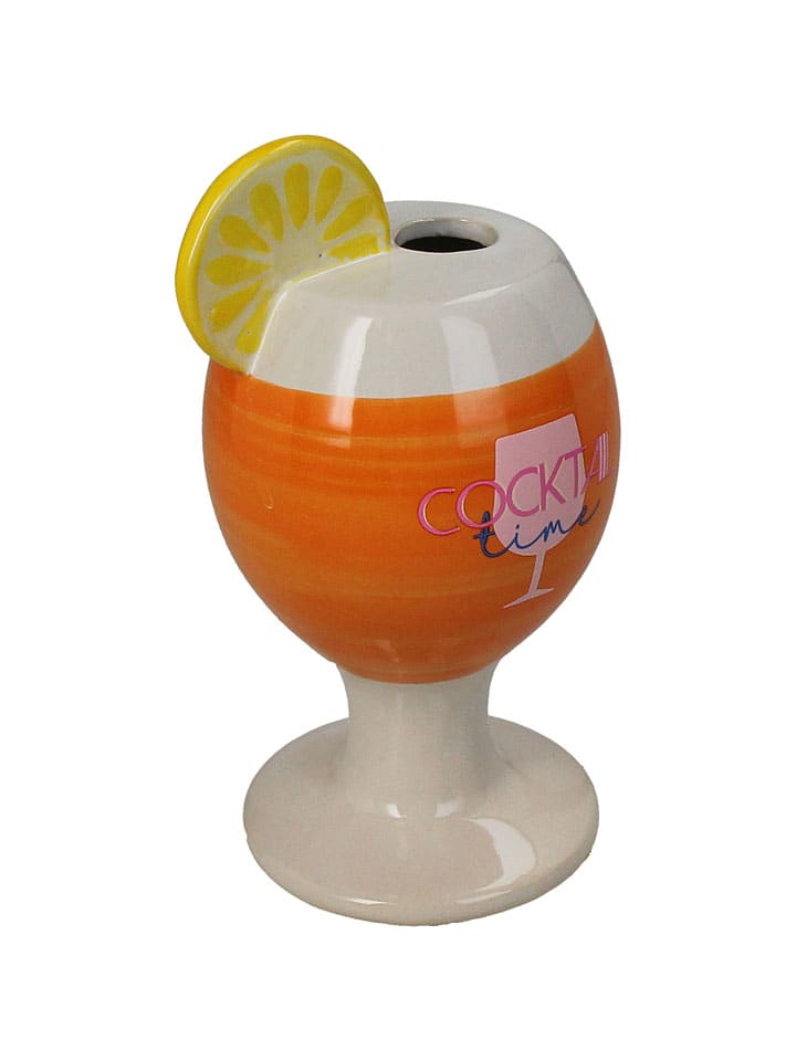 Vase ''Cocktail'' in Weiß/ Orange - (B)9,5 x (H)17,3 x (T)9 cm