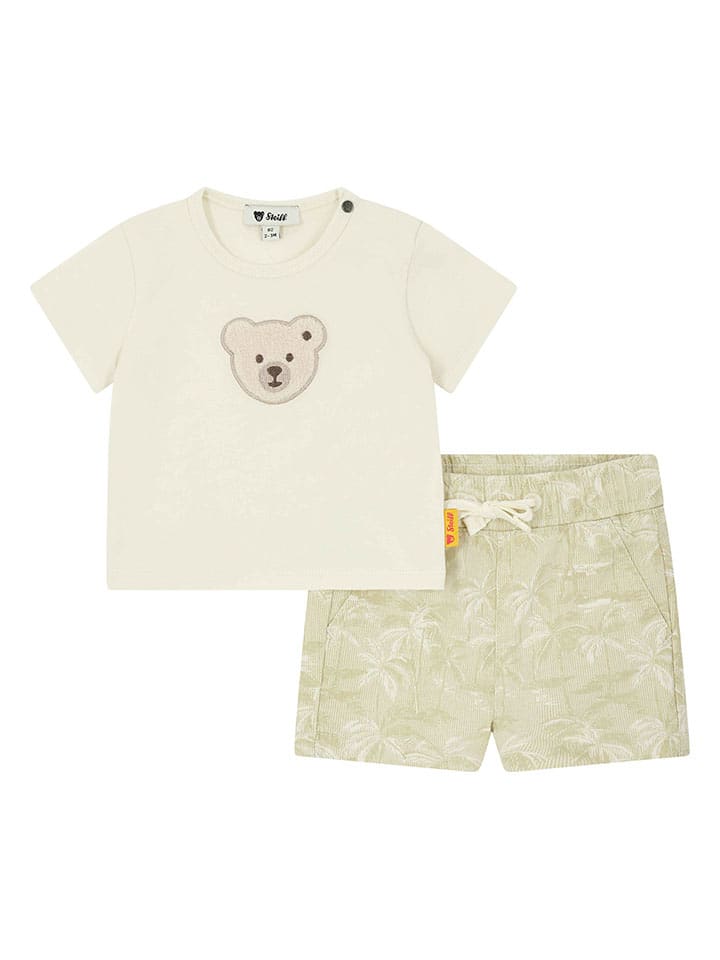 2-delige outfit crème/groen