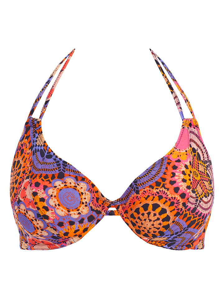 Bikini-Oberteil "Santiago nights" in Lila/ Pink/ Orange