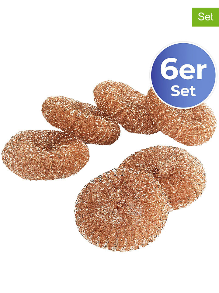 6er-Set: Kupferschwämme in Hellbraun - Ø 9 cm