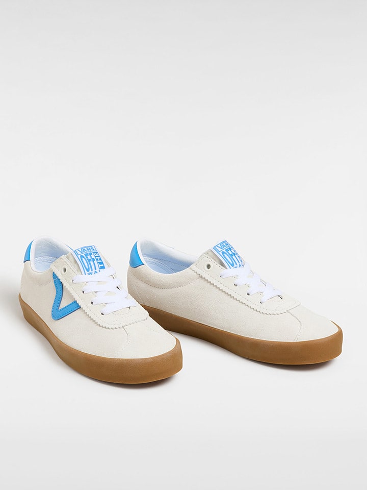 Leder-Sneakers ''Sport Low'' in Creme/ Hellblau
