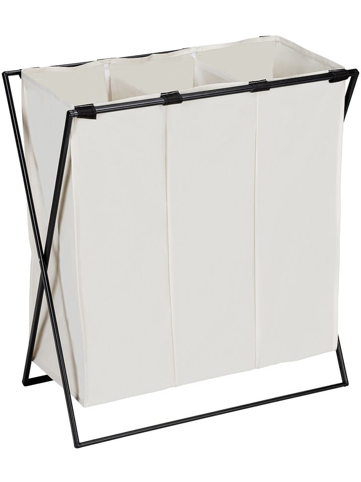 Wäschesammler in Beige/ Schwarz - (B)69 x (H)76 x (T)37 cm