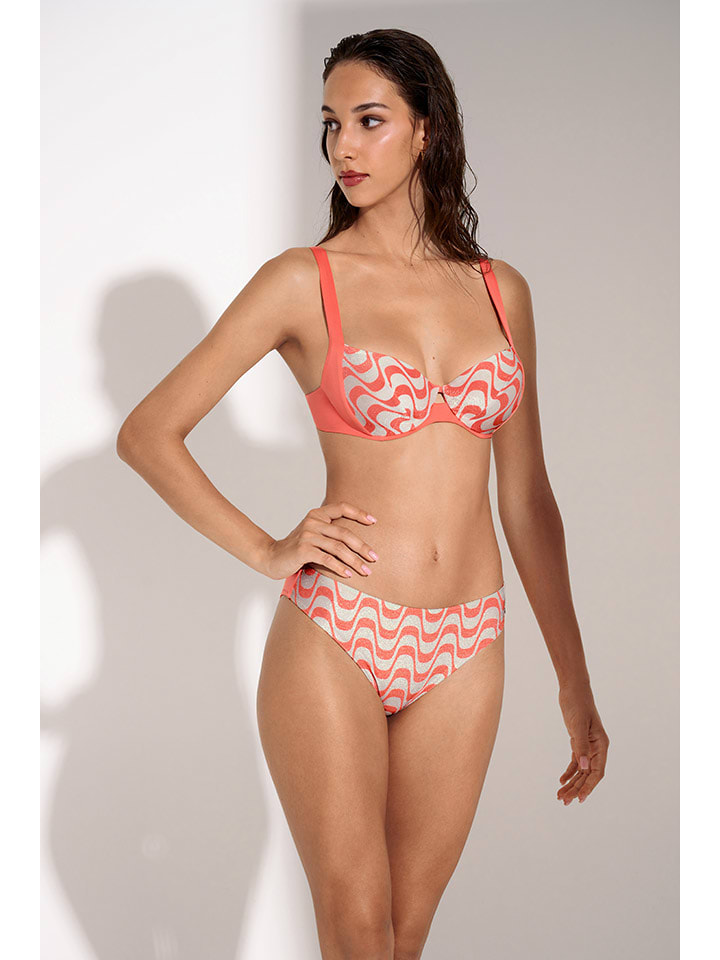 Figi bikini "Iceland" w kolorze koralowo-białym