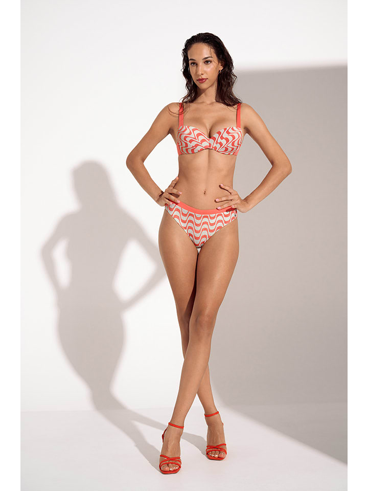 Bikinislip "Iceland" koraalrood/wit